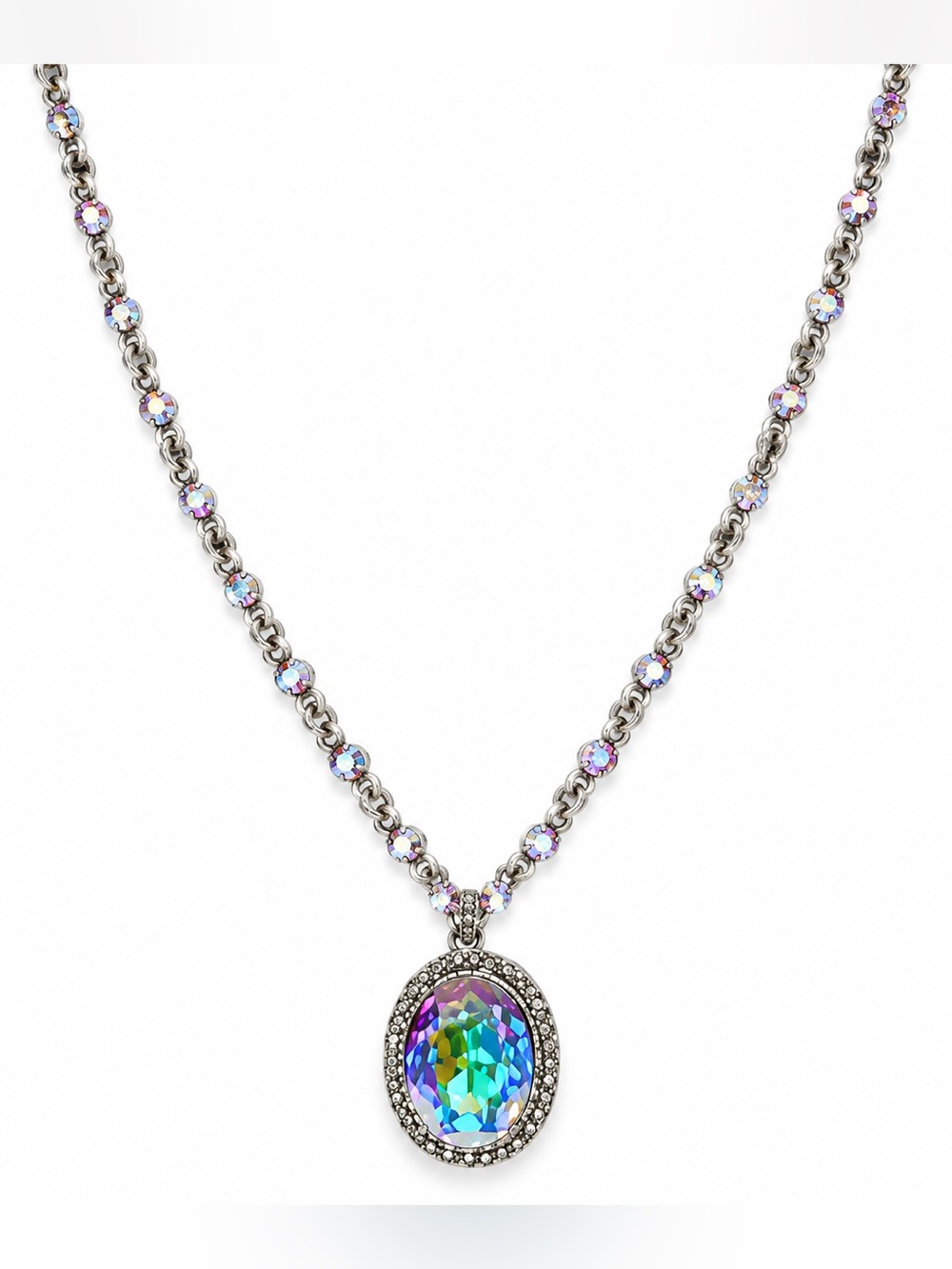 Rodrigo Otazu Aurora Borealis Crystal Pendant Statement Necklace, NWOT